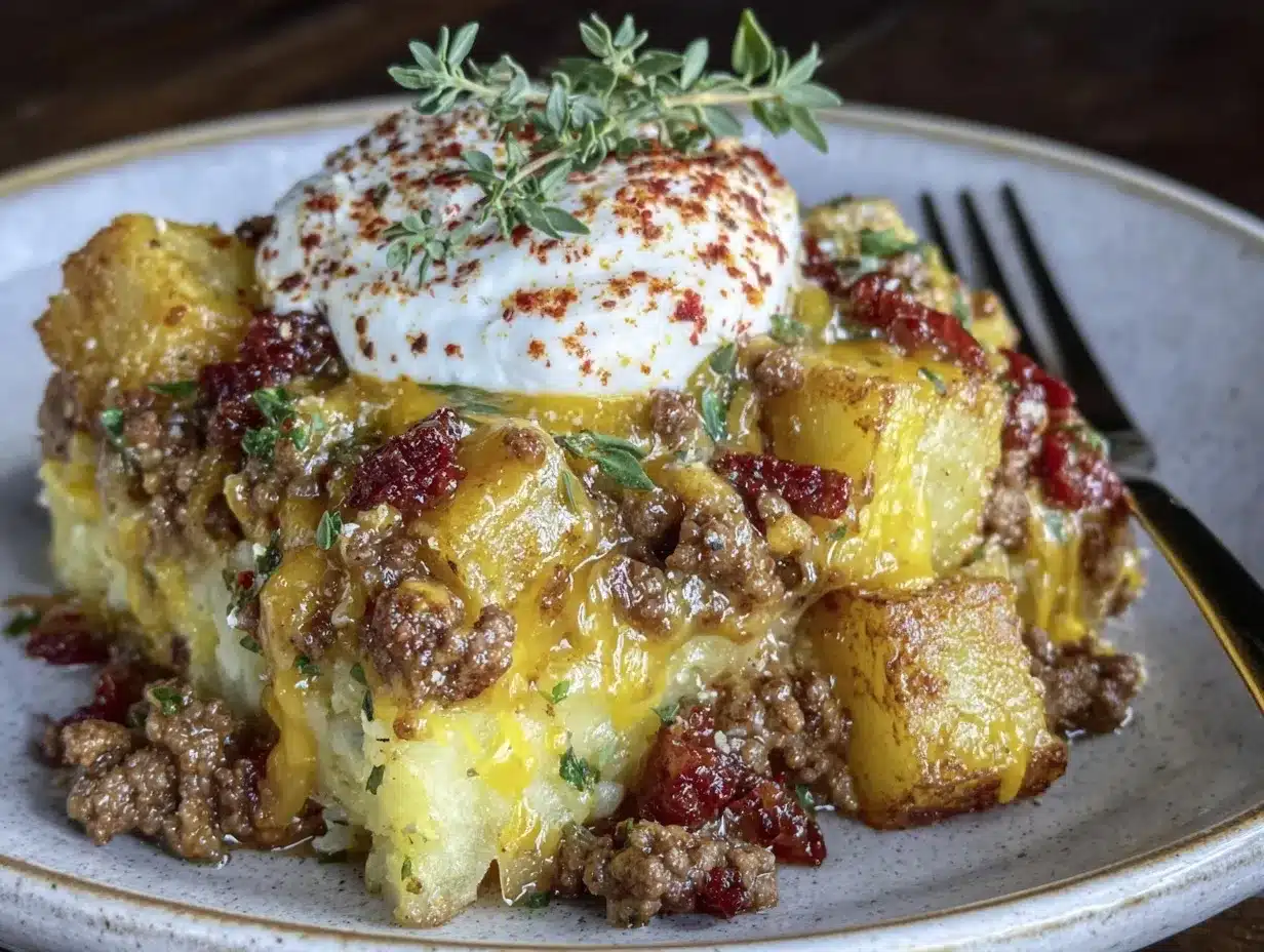 crispy ground beef and potatoes casserole preparation steps