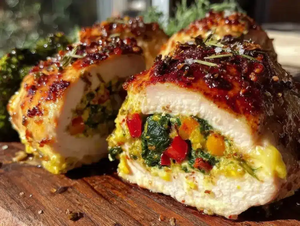 crispy healthy air fryer veggie-stuffed chicken rolls - featured image