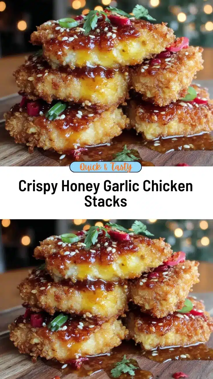 crispy honey garlic chicken stacks recipe