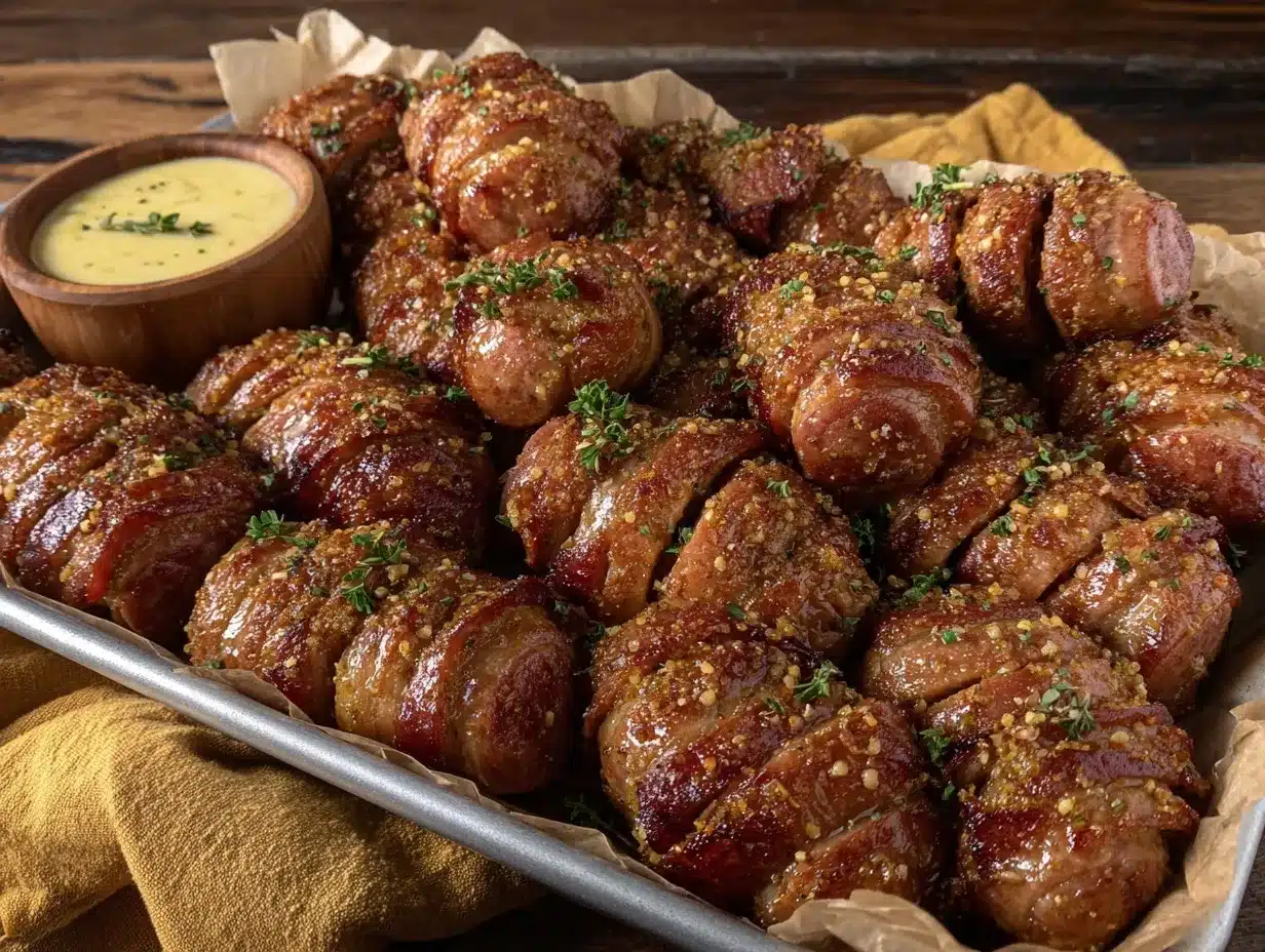 crispy mustard hasselback kielbasa bites preparation steps