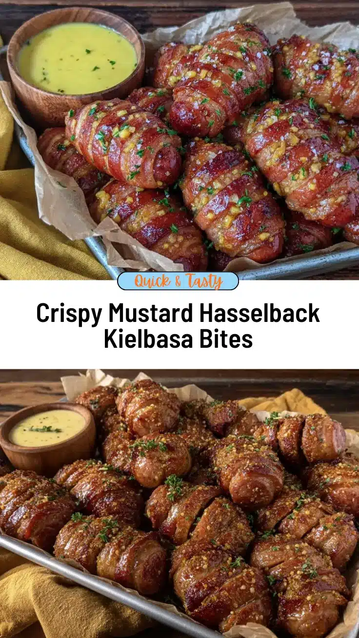 crispy mustard hasselback kielbasa bites recipe