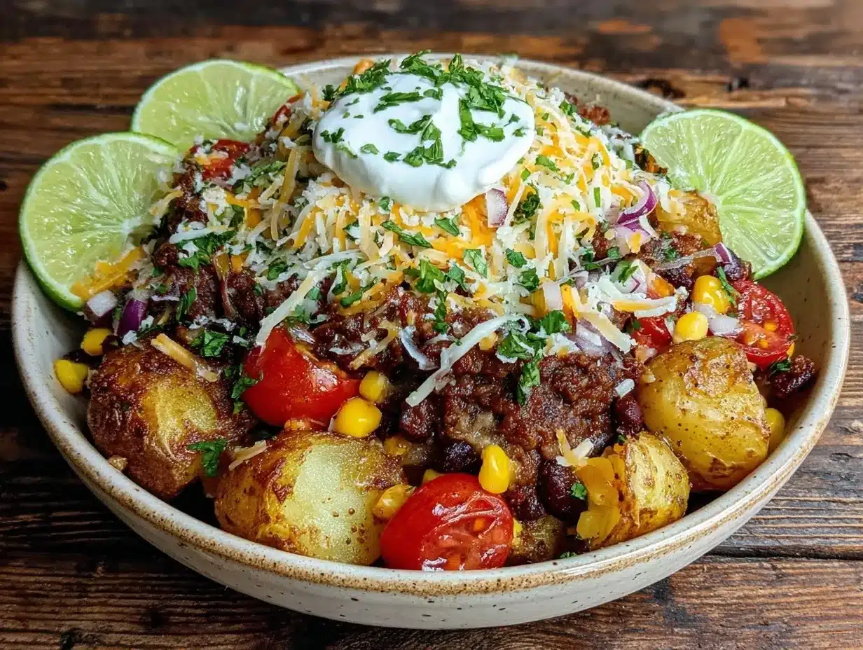 crispy potato taco bowl preparation steps