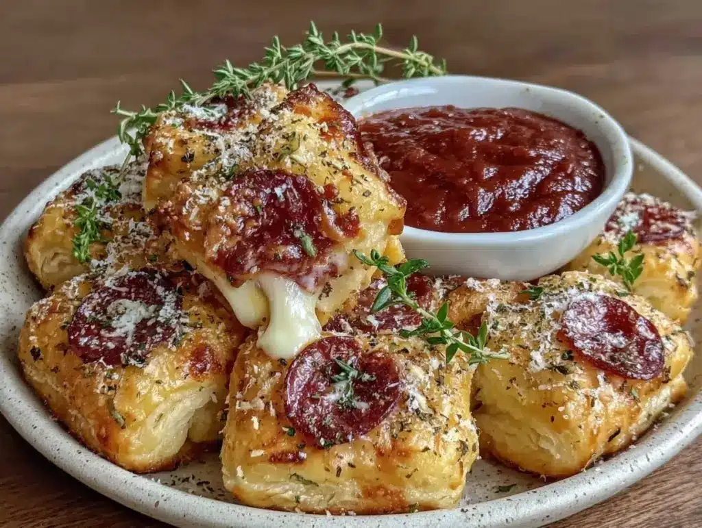 crispy puff pastry pizza bites - featured image
