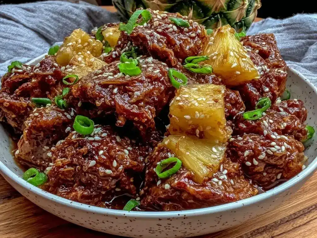 crockpot teriyaki chicken with pineapple - featured image