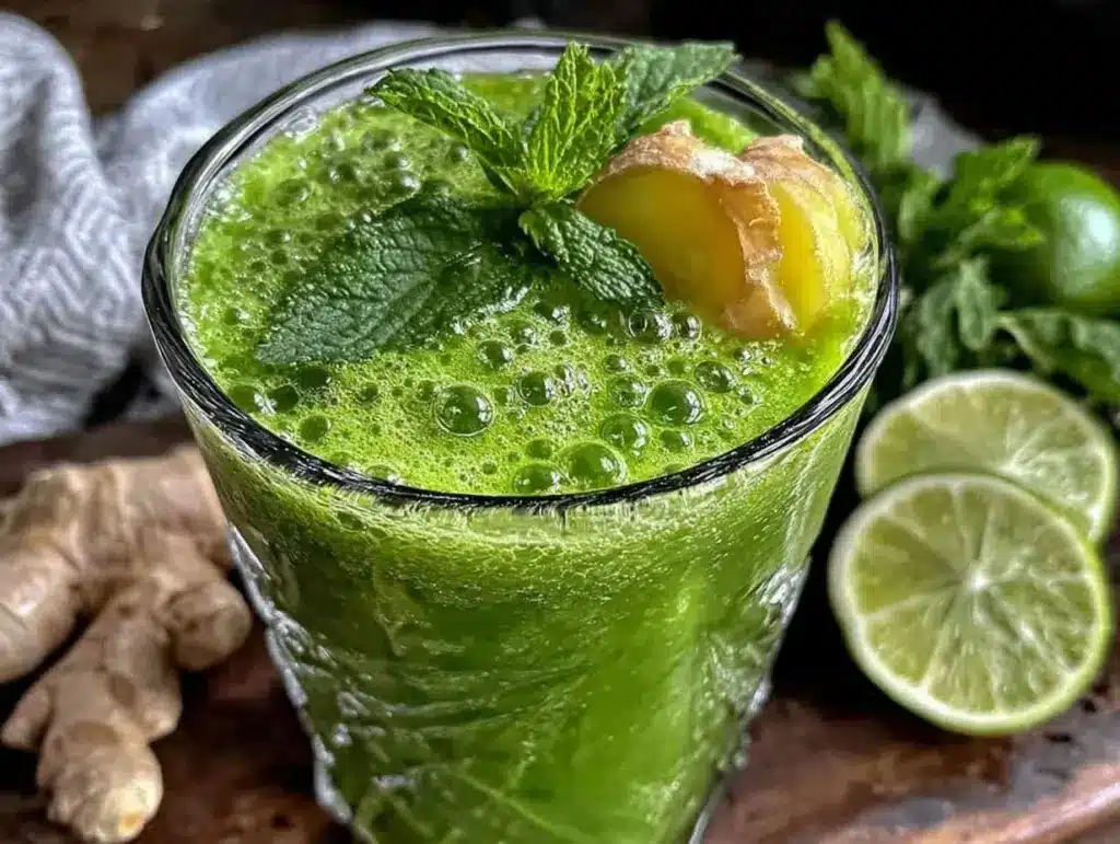 detox green smoothie with ginger - featured image