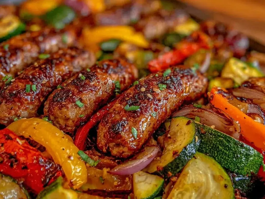 easy sheet pan sausage and vegetables dinner - featured image