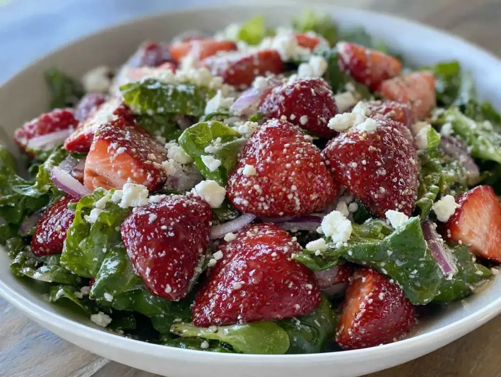 fresh strawberry spinach salad - featured image