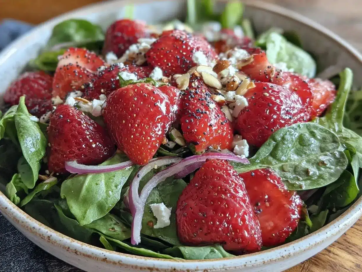 fresh strawberry spinach salad preparation steps