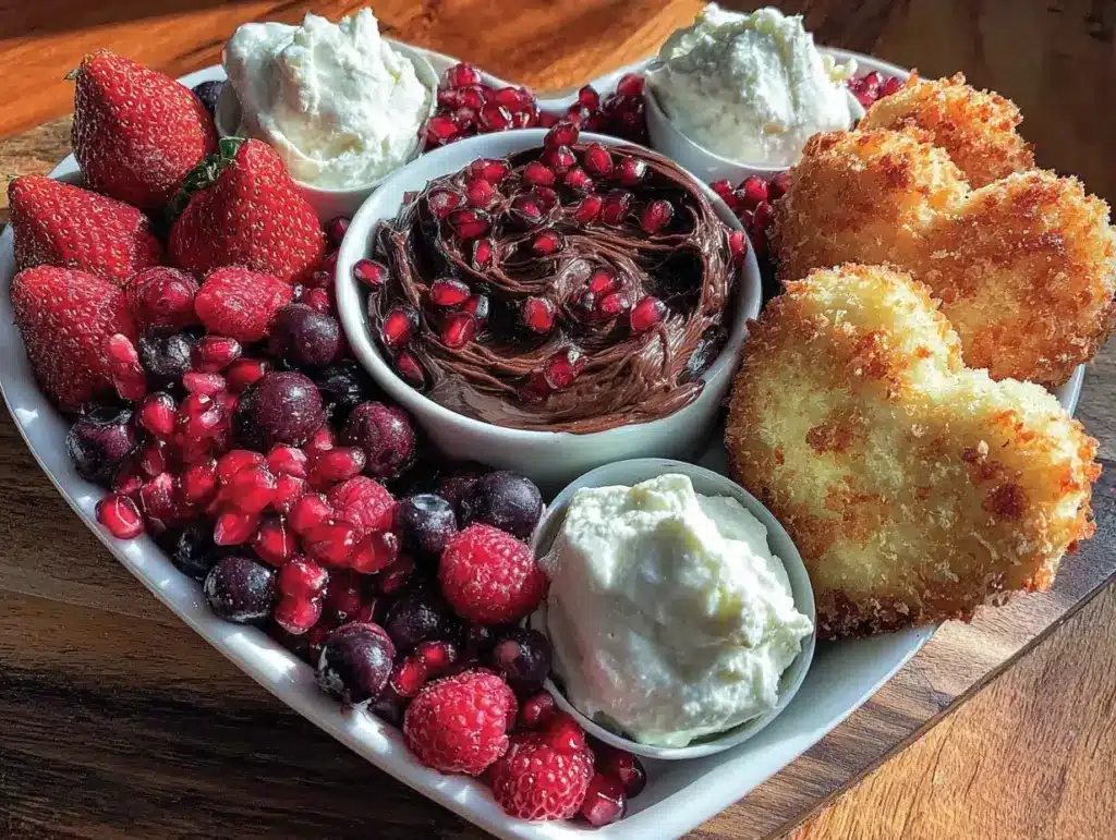 Galentine’s heart-shaped dessert dipper board - featured image