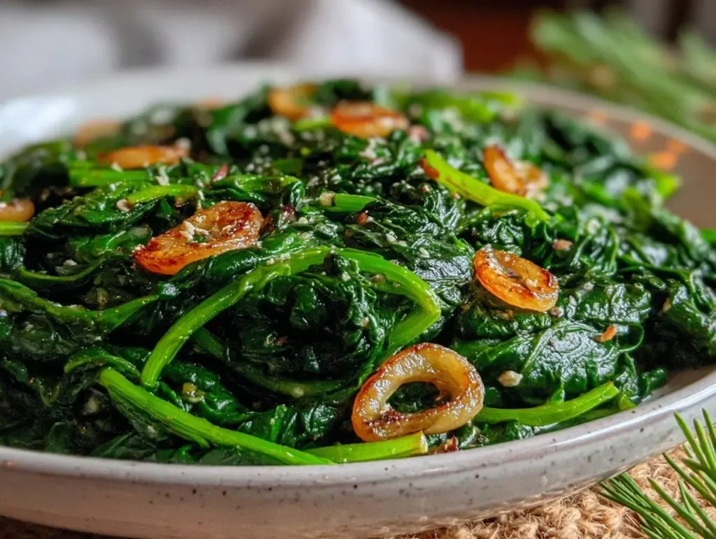 garlic butter sautéed spinach - featured image