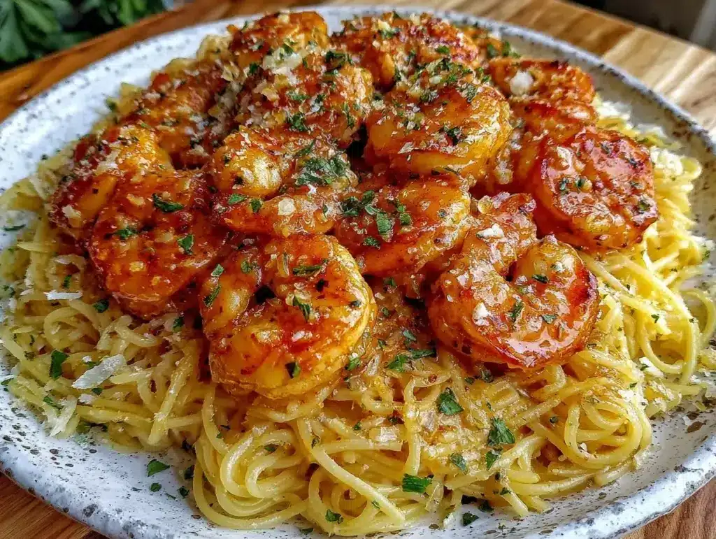 garlic butter shrimp pasta - featured image