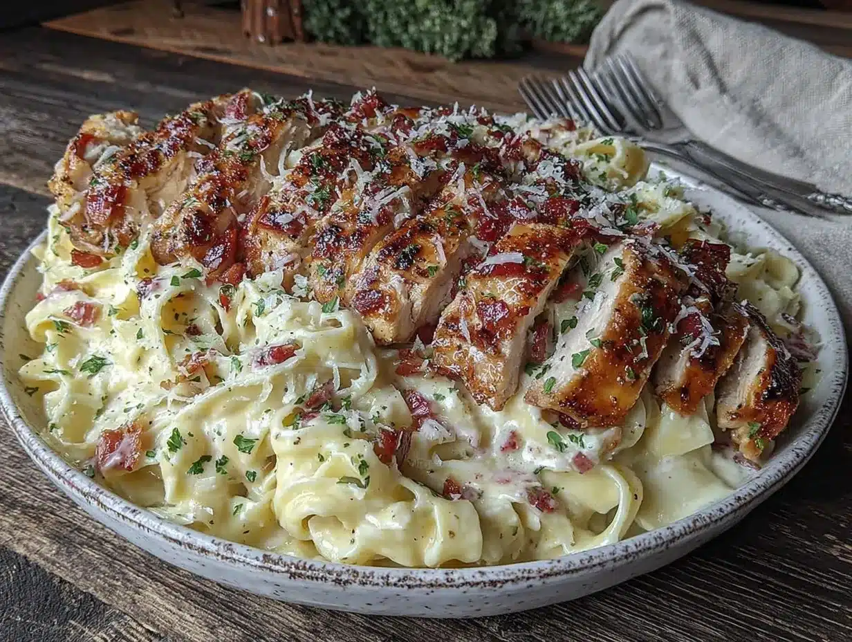 garlic Parmesan chicken Alfredo preparation steps