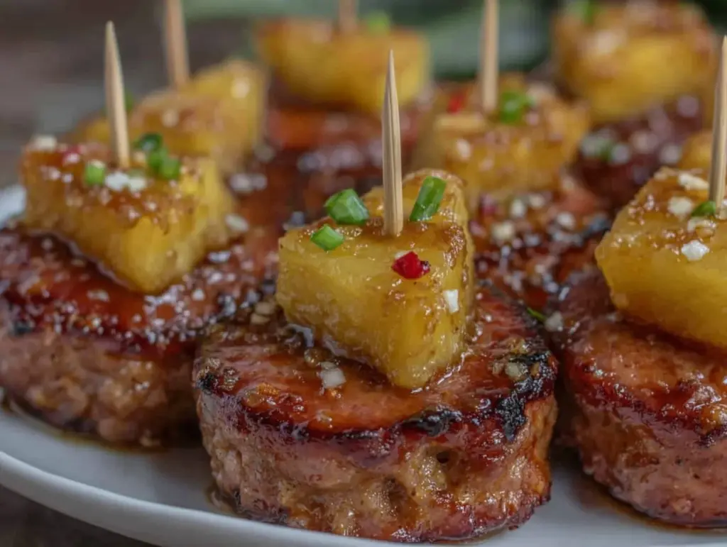 glazed pineapple kielbasa bites - featured image