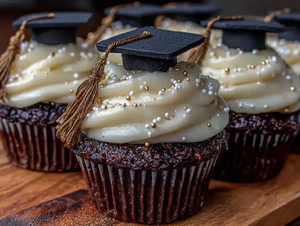 graduation cap cupcakes - featured image