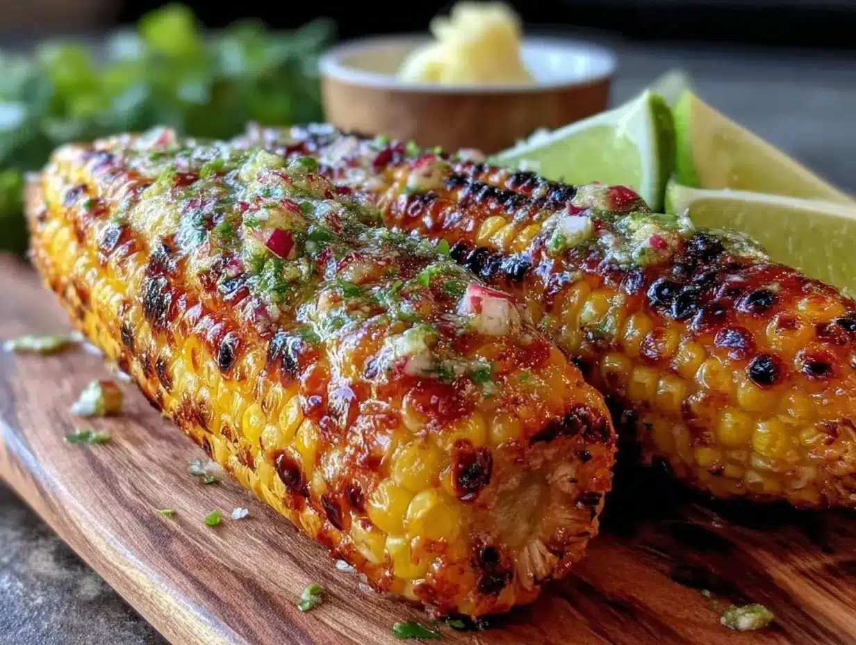 grilled corn with cilantro lime butter preparation steps