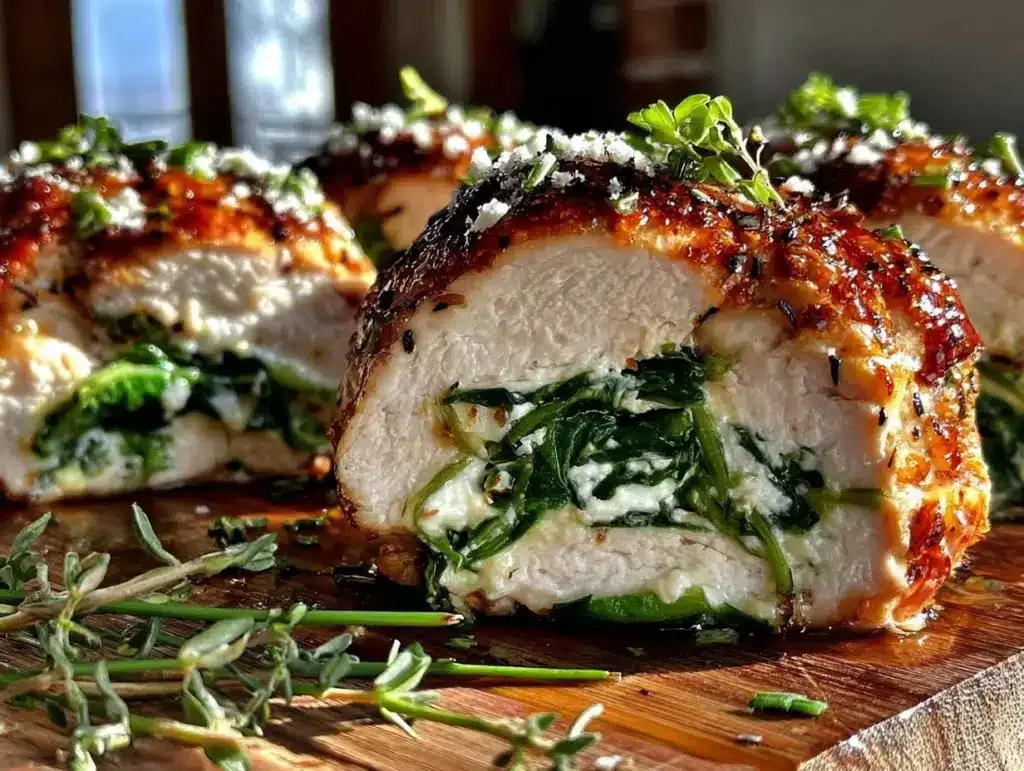 healthy chicken spinach roll ups - featured image