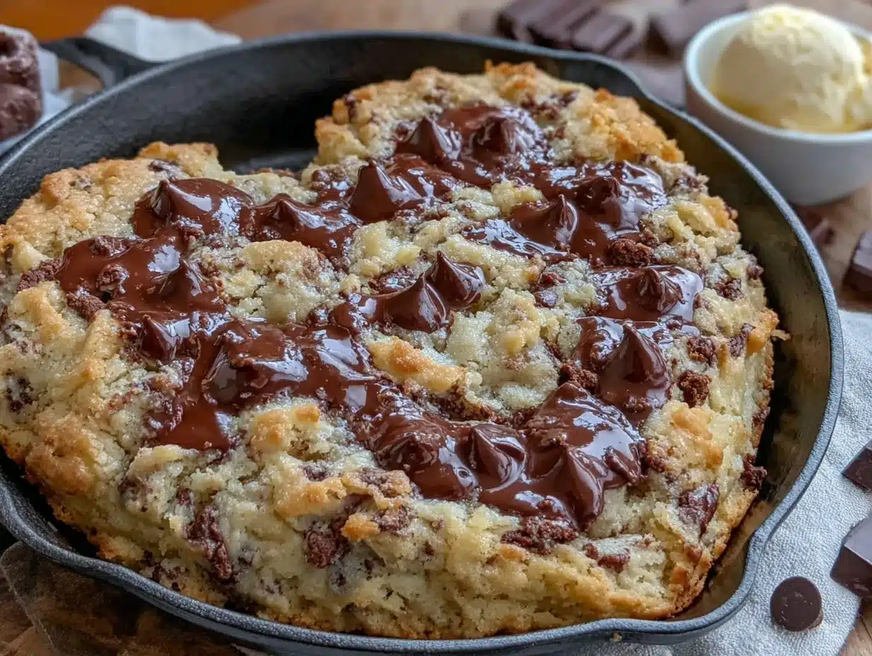 heart-shaped chocolate chip skillet preparation steps