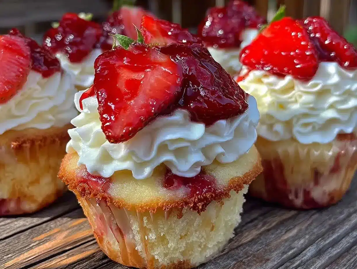 heart-shaped strawberry shortcake cupcakes preparation steps