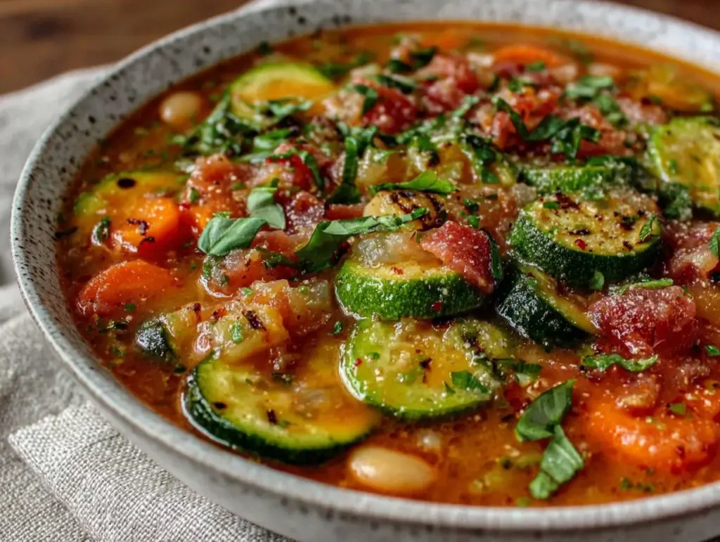 hearty roasted vegetable minestrone soup - featured image