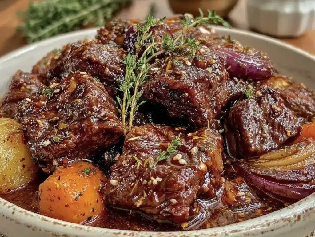 hearty slow cooker beef stew - featured image