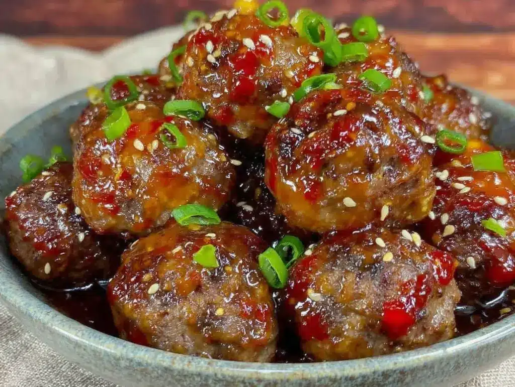 honey sriracha meatballs - featured image