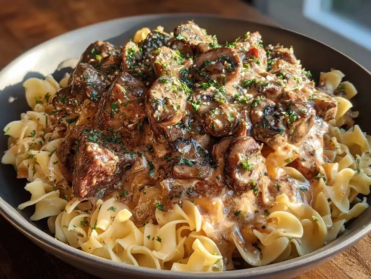Instant Pot beef stroganoff preparation steps