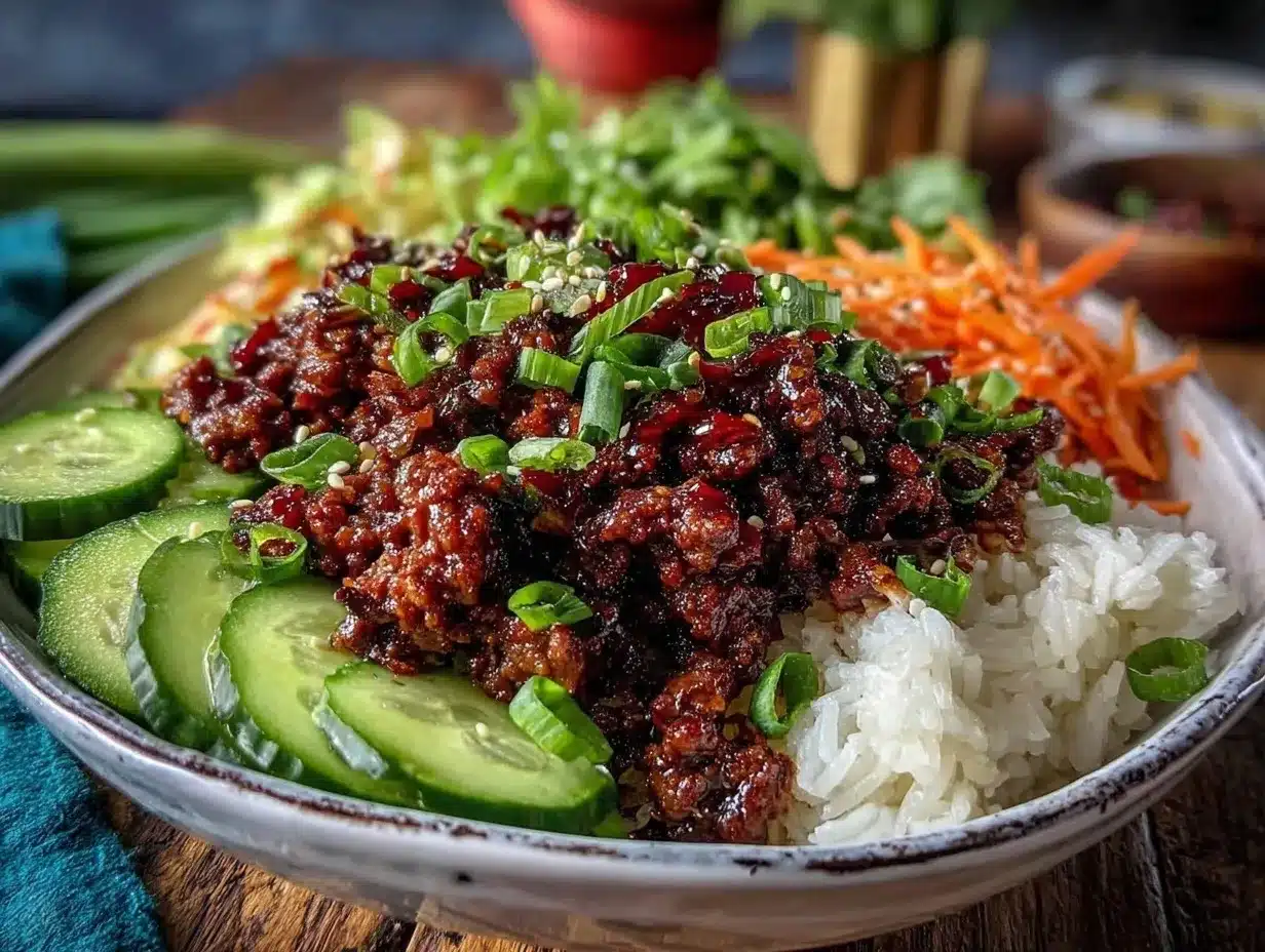 Korean ground beef bowl recipe preparation steps