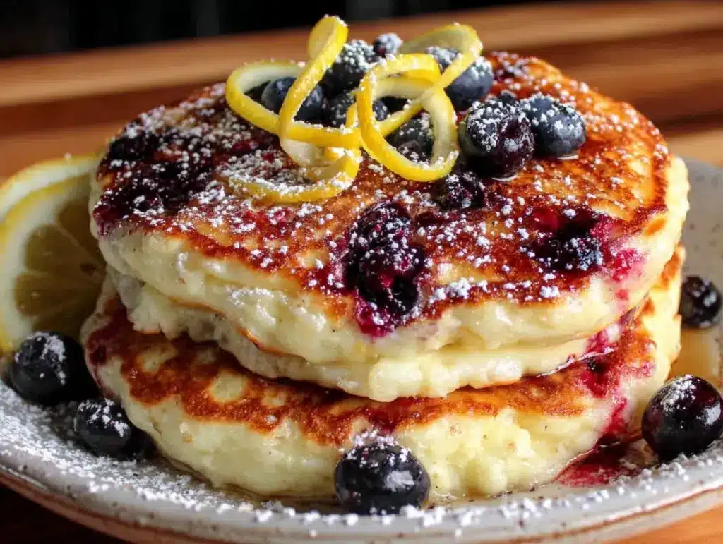 lemon blueberry ricotta pancakes - featured image