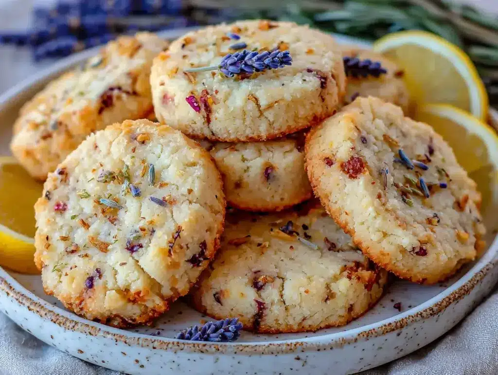 lemon lavender shortbread cookies - featured image