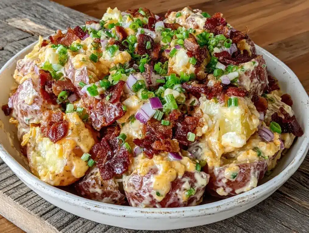loaded BBQ bacon ranch steakhouse potato salad - featured image