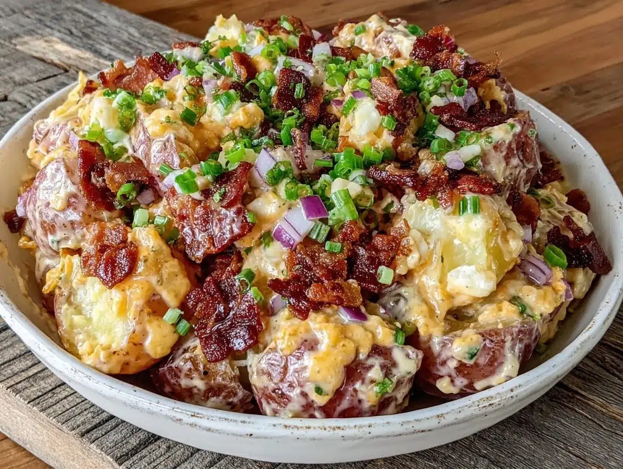 loaded BBQ bacon ranch steakhouse potato salad preparation steps
