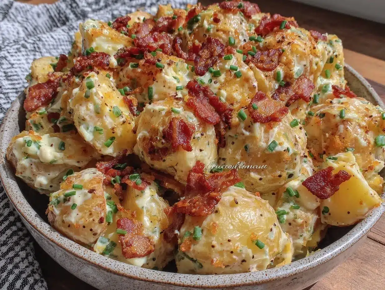 loaded potato salad with bacon and chives preparation steps