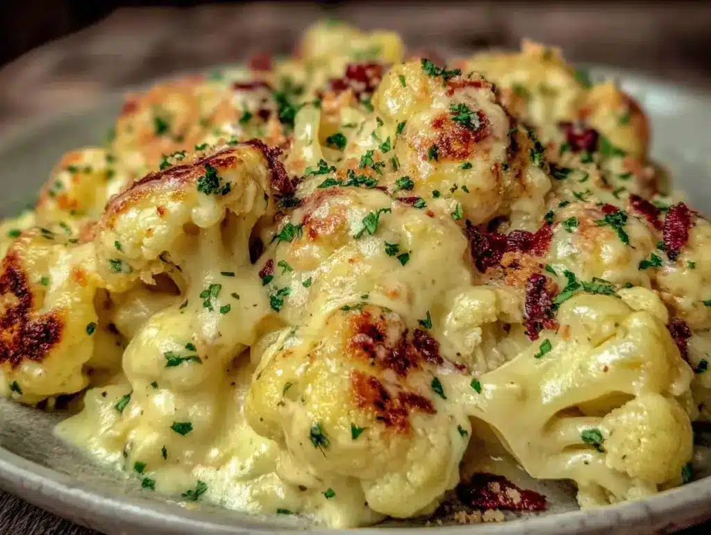 low carb cauliflower mac and cheese - featured image