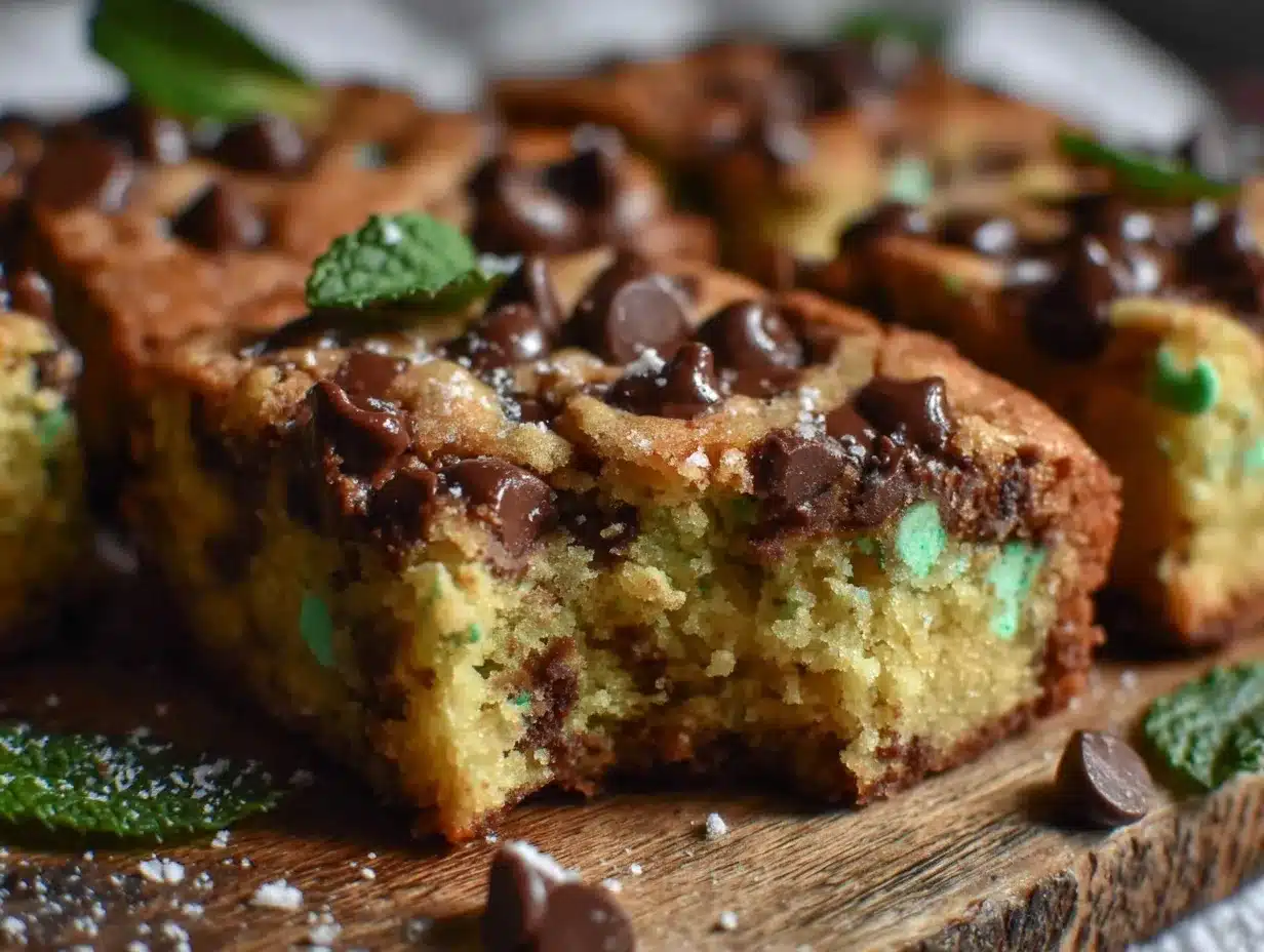 lucky mint chip cookie bars preparation steps