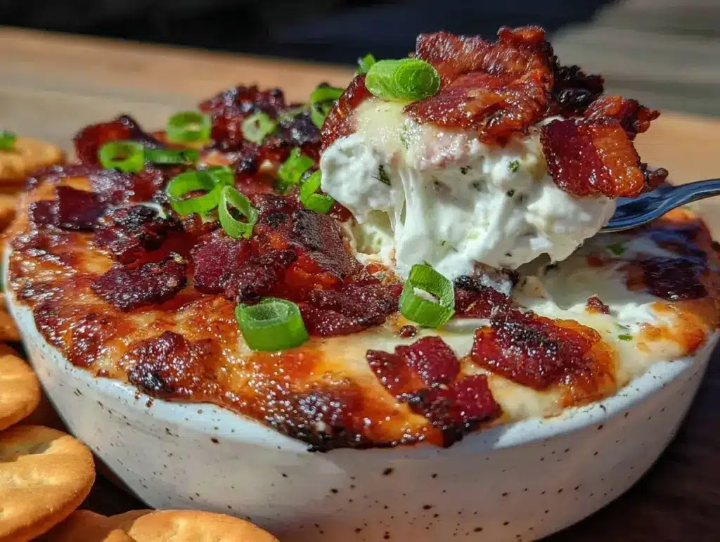 million dollar dip with bacon and green onions - featured image