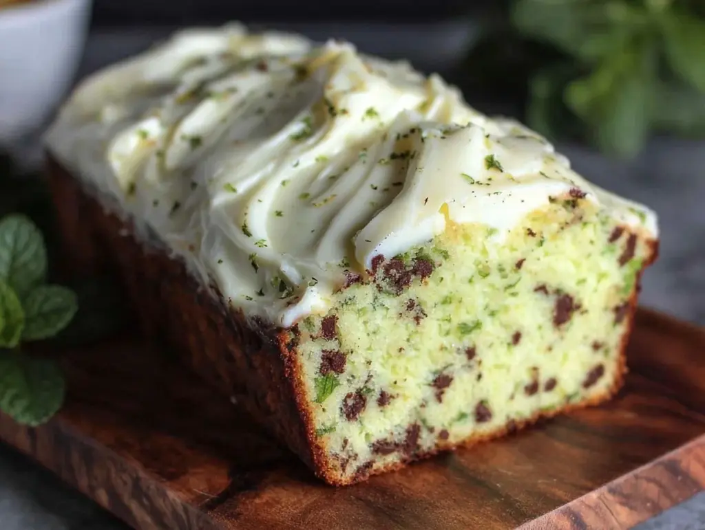 mint chocolate chip frosted loaf - featured image