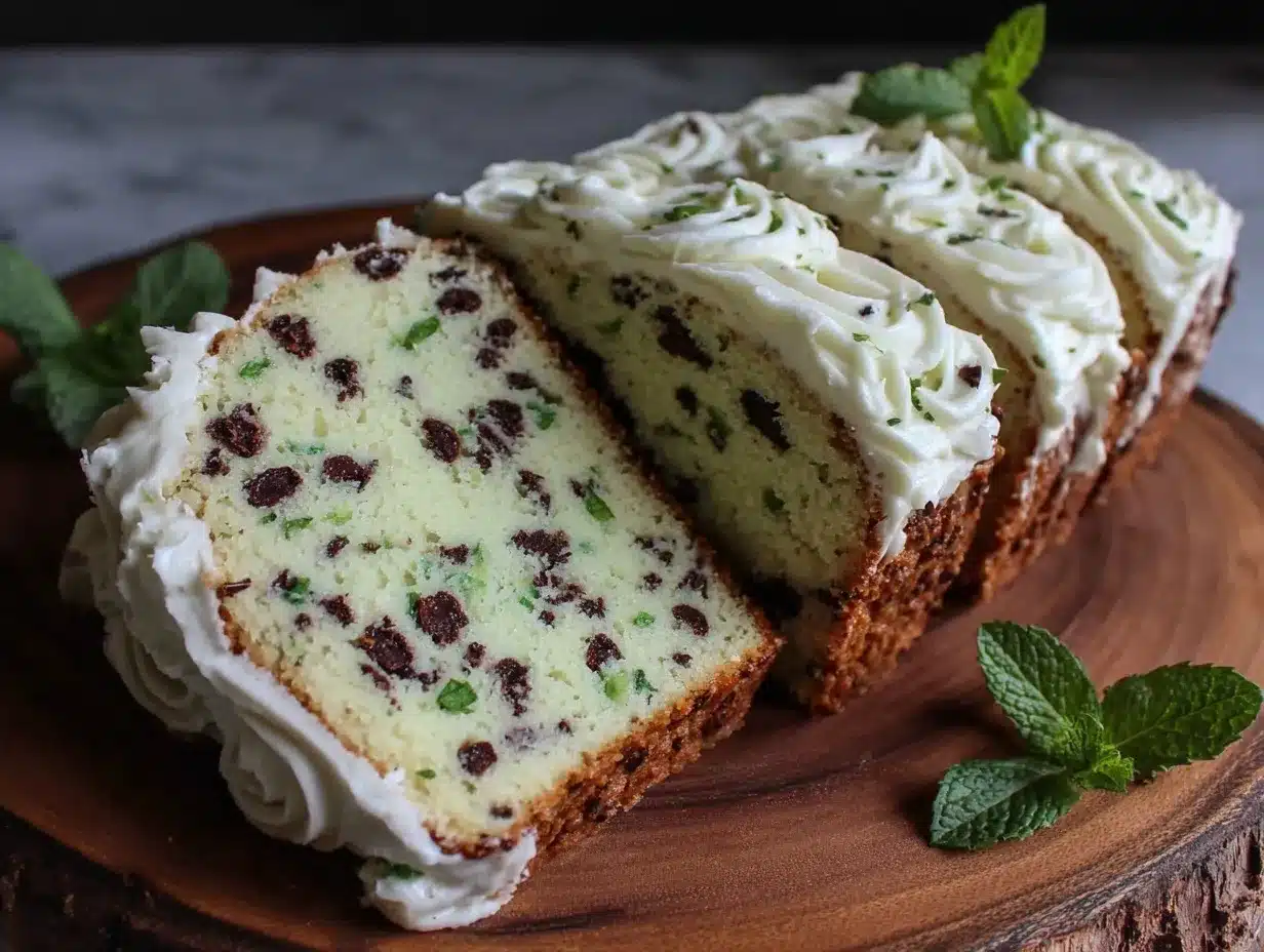 mint chocolate chip frosted loaf preparation steps