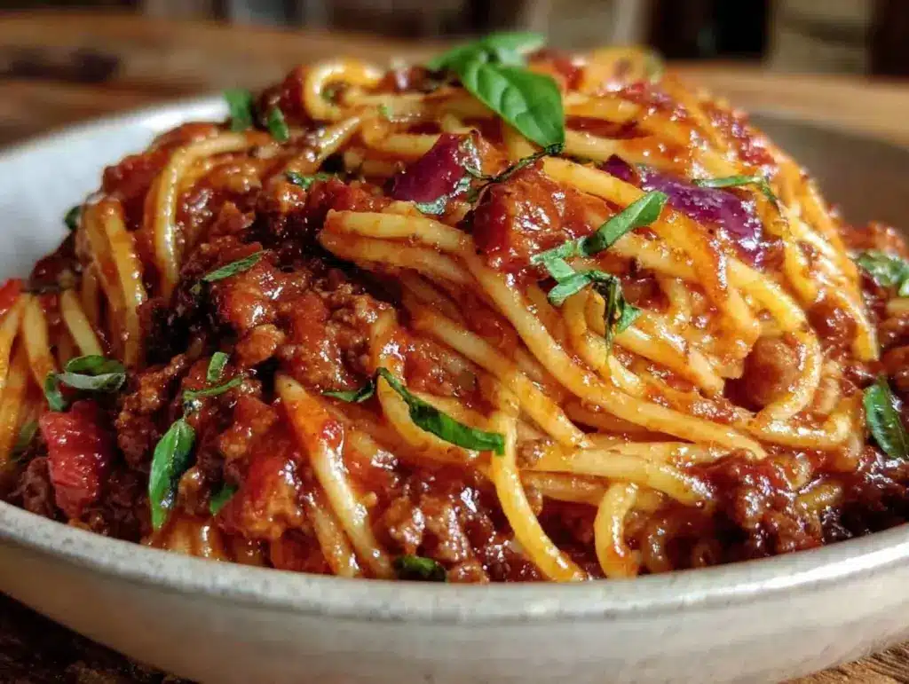 one-pot spaghetti with meat sauce - featured image