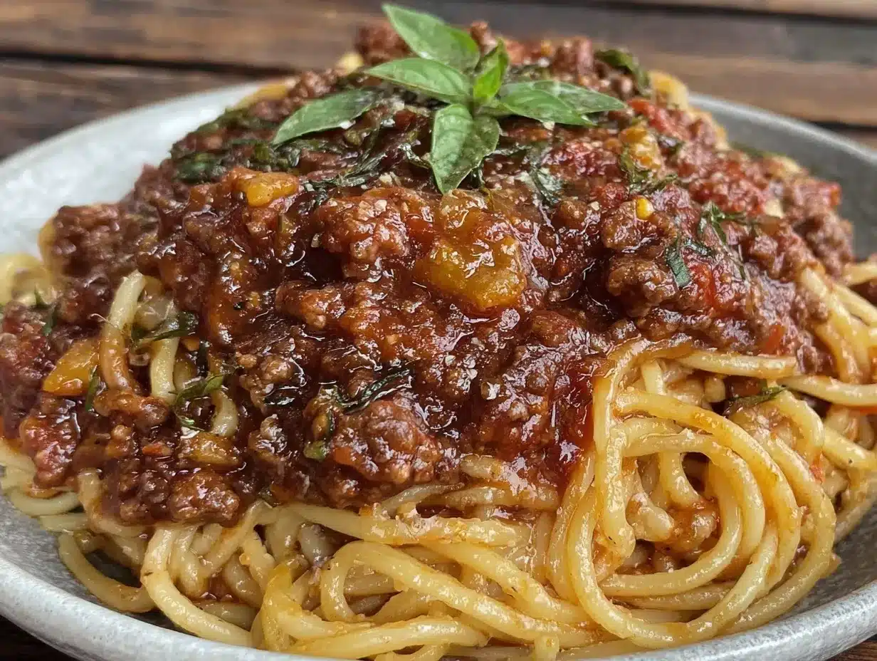 one-pot spaghetti with meat sauce preparation steps