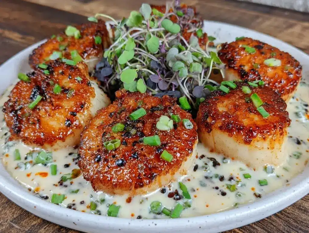 pan seared scallops recipe with champagne sauce - featured image