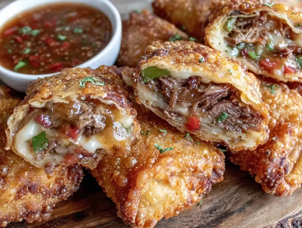 Philly cheesesteak egg rolls preparation steps