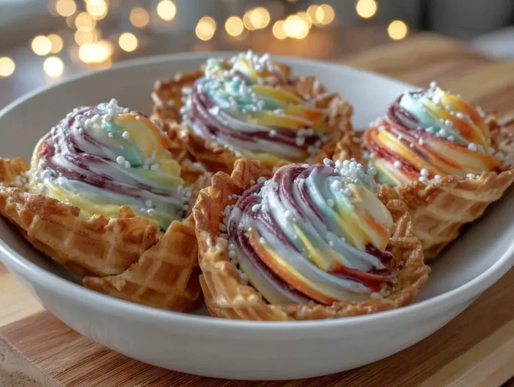 rainbow spiral yogurt cones - featured image