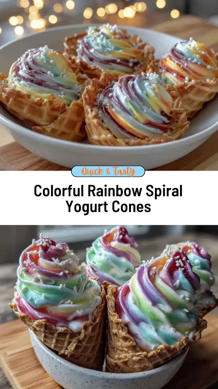 rainbow spiral yogurt cones recipe