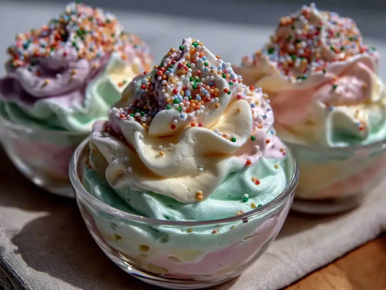 rainbow sprinkle fluff cups preparation steps