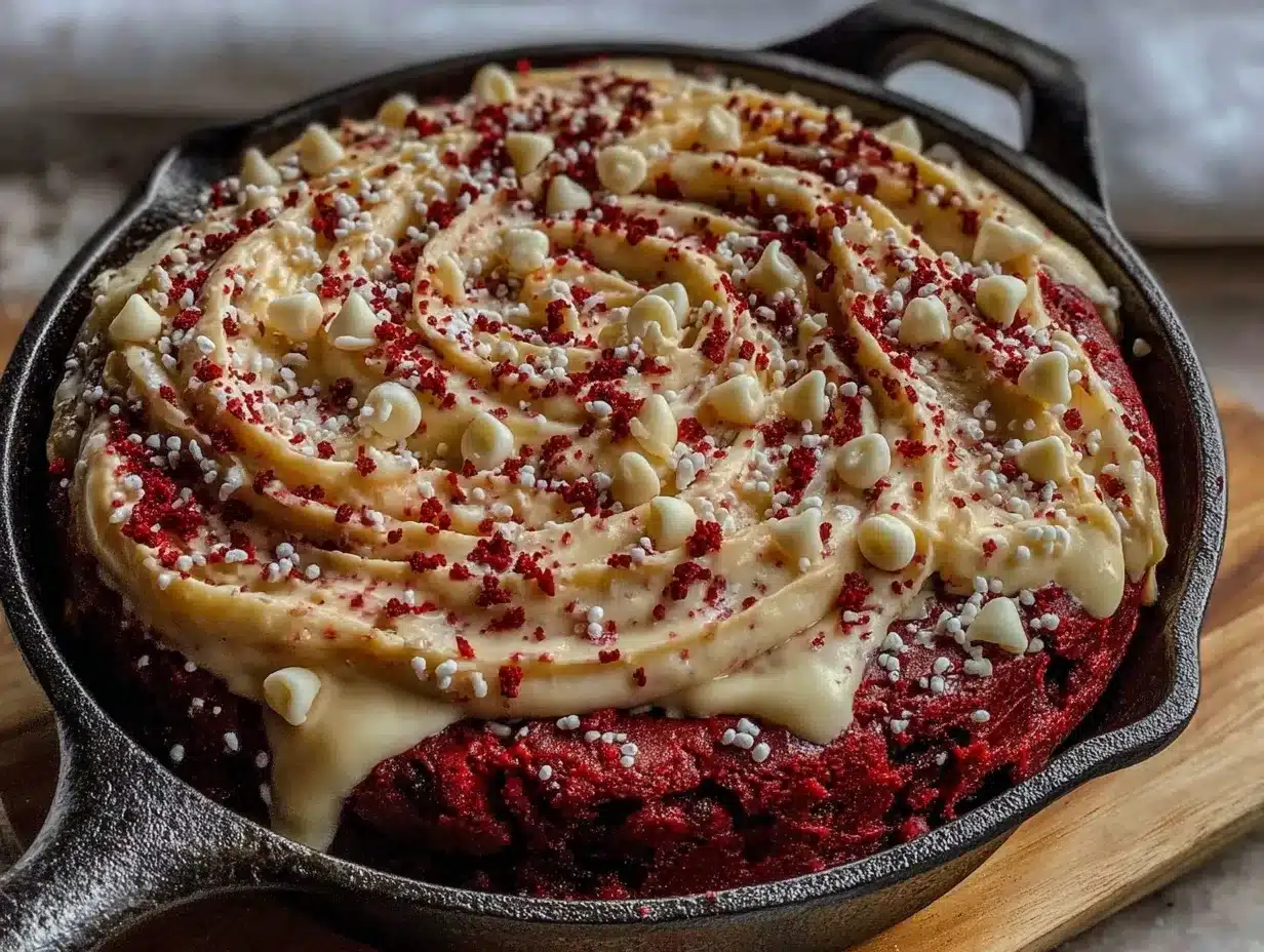 red velvet cheesecake skillet preparation steps