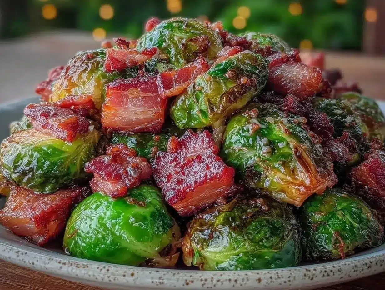 roasted brussels sprouts with crispy bacon preparation steps