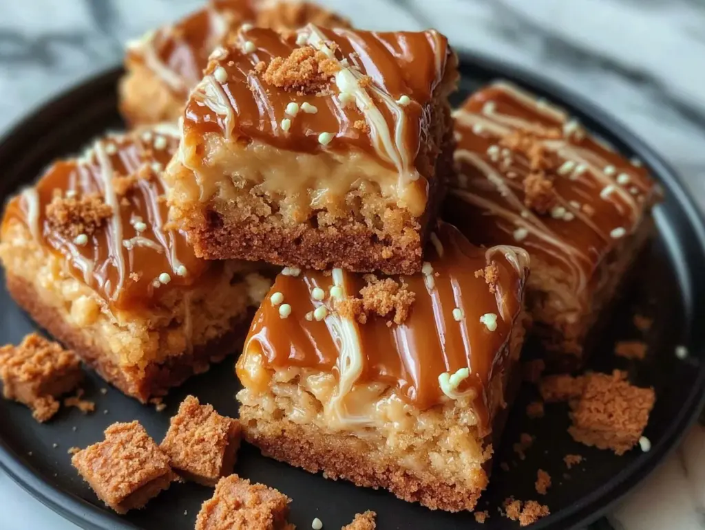salted caramel biscoff blondies - featured image