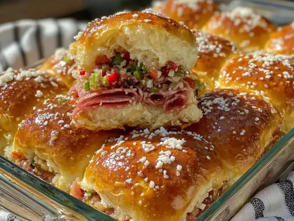 savory muffuletta sliders recipe - featured image
