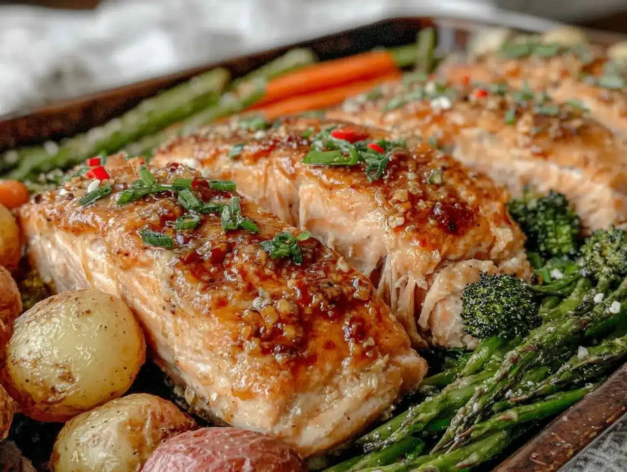 sheet pan honey mustard salmon preparation steps