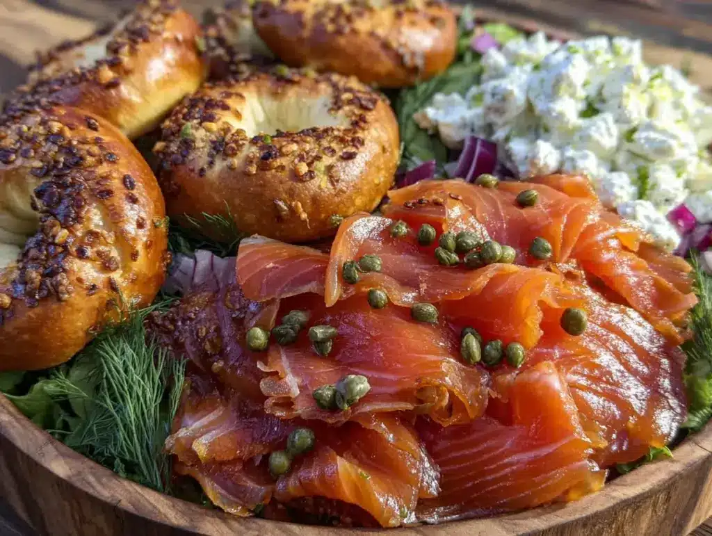 smoked salmon bagel board - featured image